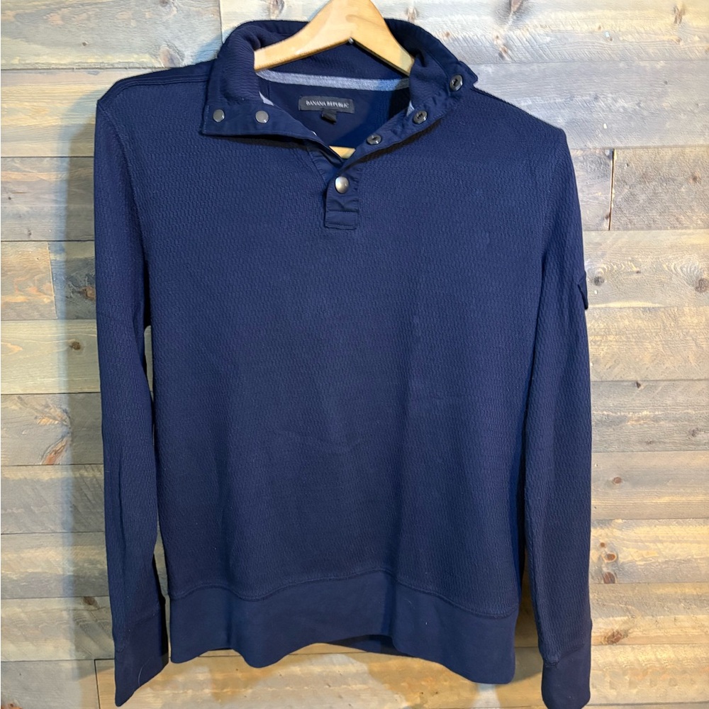 GOOD CONDITION- Vintage Banana Republic thermal mock neck sweater - Navy - Small